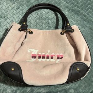 Juicy Couture Pink Suede Tote with Dark Brown Trim